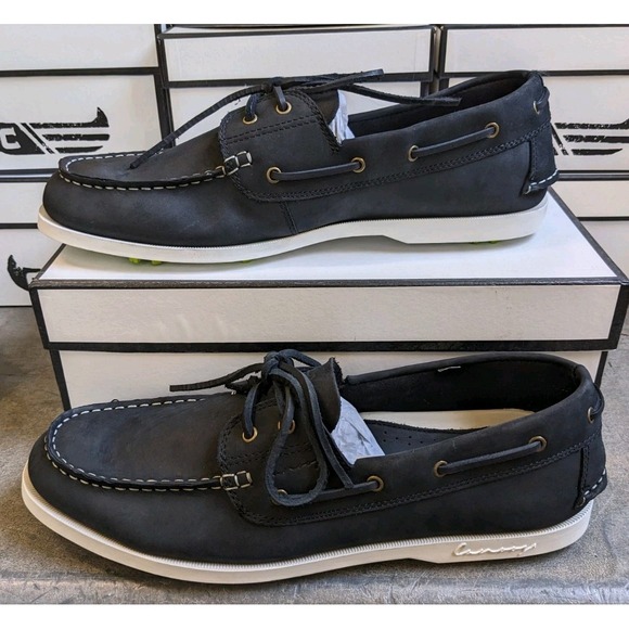 Canoos Other - Canoos 2.0 Golf Shoes Mens 13 Hudson Gray & White Leather Boat Shoe Loafer